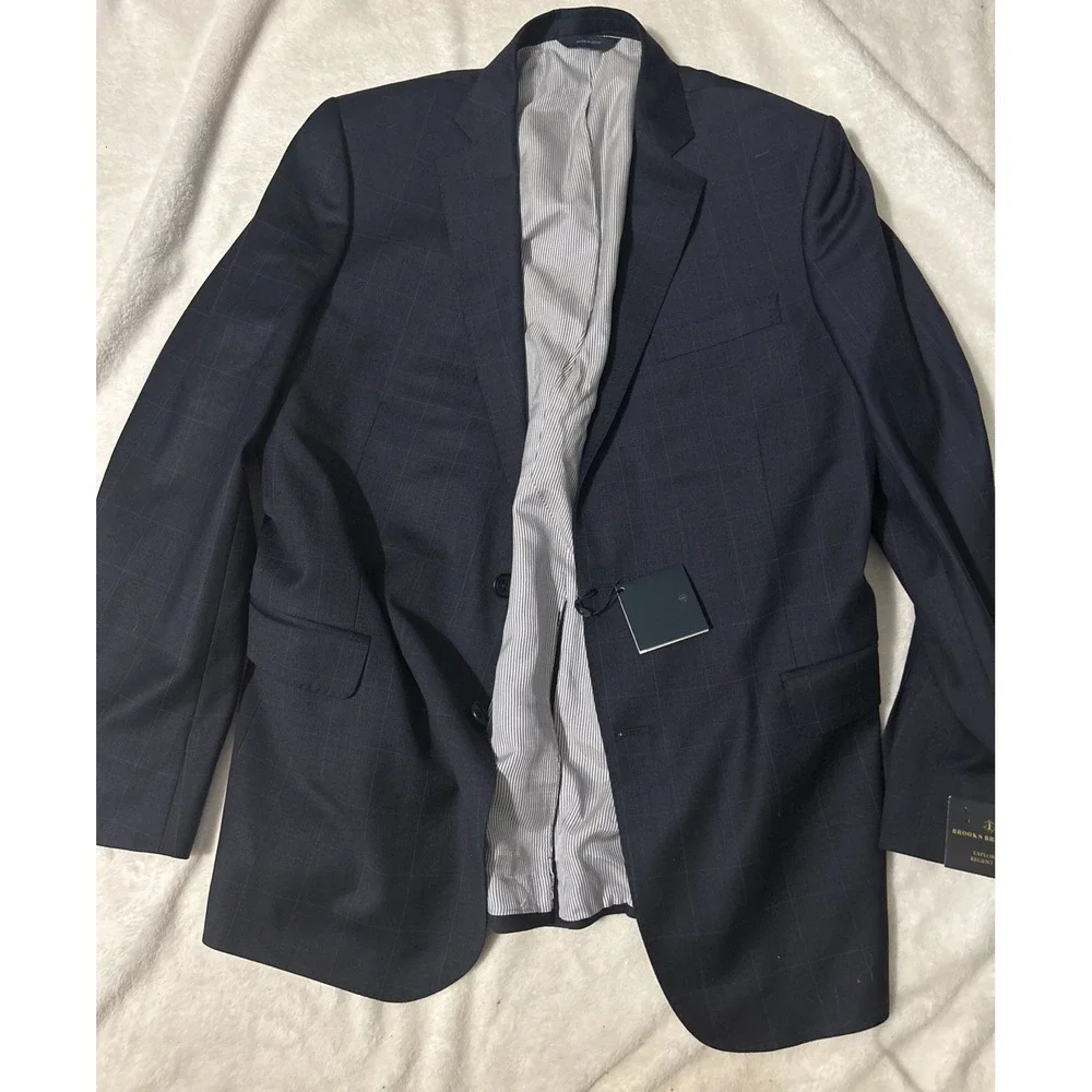 Brooks Brothers Explorer Regent Fit 42R Blue Windowpane Sport Coat NWT